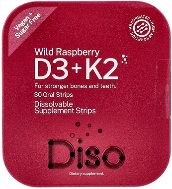 Diso, Vitamin D3 + K2, wilde Himbeere, 30 orale Streifen