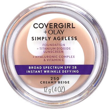 Covergirl, Olay Simply Ageless, Foundation, LSF 28, 250 Creamy Beige, 12 g (0,4 oz.)