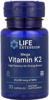 Life Extension, Mega Vitamin K2, hochwirksam, 45.000 mcg, 30 Kapseln