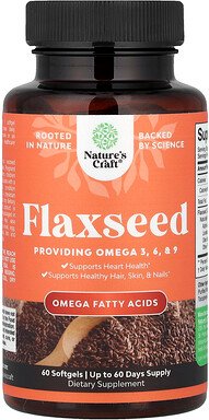 Nature's Craft, Leinsamen, die Omega 3, 6 und 9 liefern, 60 Weichkapseln