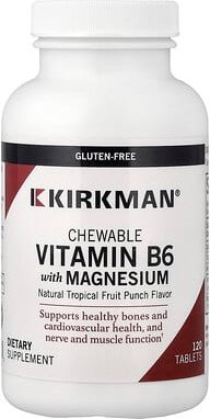 Kirkman Labs, Chewable Vitamin B6 with Magnesium, Vitamin B6 mit Magnesium in Kautabletten, natürlicher tropischer Fruch...