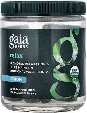 Gaia Herbs, Relax Gummies, Fruchtgummis zur Entspannung, Zitrone, 45 vegane Fruchtgummis