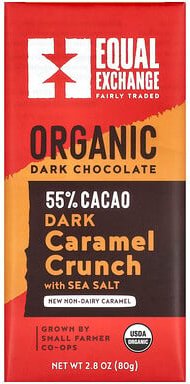 Equal Exchange, Organic Dark Chocolate, Caramel Crunch with Sea Salt, dunkle Bio-Schokolade, Karamell-Crunch mit Meersal...