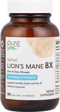Pure Essence, MyPure™, Lion‘s Mane 8X, Löwenmähne 8X, maximale Stärke, 30 pflanzliche Kapseln