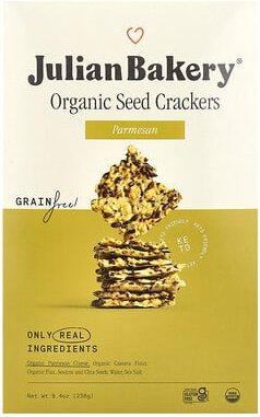 Julian Bakery, Organic Seed Crackers, Bio-Samen-Cracker, Parmesan, 238 g (8,4 oz.)