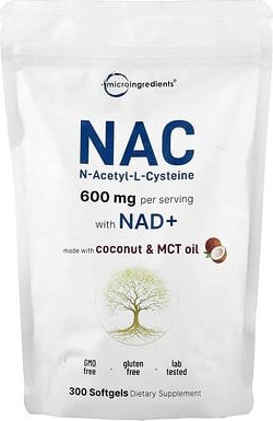 Thumbnail - Micro Ingredients, NAC With NAD+, NAC mit NAD+, 300 Weichkapseln