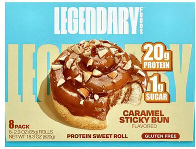 Legendary Foods, Protein-Brötchen, Karamellschnecke, 8er-Pack, je 65 g (2,3 oz.)