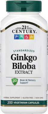 21st Century, Ginkgo Biloba Extract, Ginkgoextrakt, standardisiert, 200 pflanzliche Kapseln (60 mg pro Kapsel)
