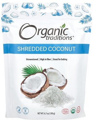 Organic Traditions, Shredped Coconut, geriebene Kokosnuss, 190 g (6,7 oz.)