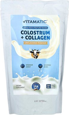 Vitamatic, Colostrum + Collagen Powder, Colostrum + Kollagen-Pulver, geschmacksneutral, 454 g (16 oz.)
