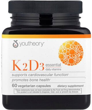 Youtheory, K2D3 Essential Daily Vitamins, 60 vegetarische Kapseln