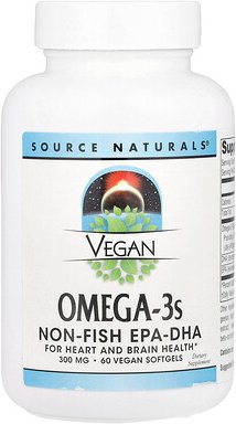 Source Naturals, Vegan Omega-3s, Non-Fish EPA-DHA, vegane Omega-3-Fettsäuren, fischfreies EPA-DHA, 300 mg, 60 vegane Wei...