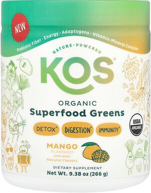 KOS, Organic Superfood Greens, Bio-Superfood-Gemüse, Mango, 266 g (9,38 oz.)