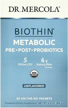 Dr. Mercola, Biothin®, Metabolic Pre+ Post + Probiotics, geschmacksneutral, 5 Milliarden KBE, 30 Päckchen für unterwegs,...