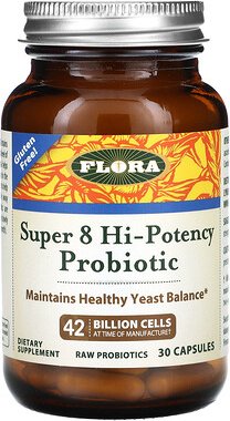 Thumbnail - Flora, Super 8 Hi-Potency Probiotic, hochwirksames Probiotikum, 42 Milliarden Zellen, 30 Kapseln