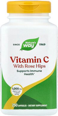 Nature's Way, Vitamin C with Rose Hips, Vitamin C mit Hagebutten, 250 Kapseln