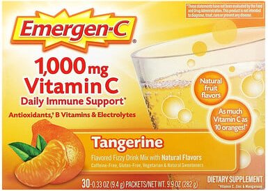 Emergen-C, Vitamin C, Mandarine, 1.000 mg, 30 Päckchen, je 9,4 g (0,33 oz.).