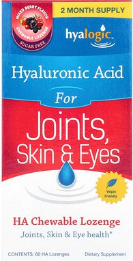 Hyalogic, Hyaluronsäure für Gelenke, Haut und Augen, gemischte Beeren, 60 Lutschtabletten