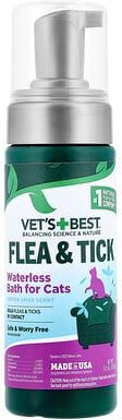 Vets Best, Flea & Tick Waterless Bath For Cats, wasserloses Bad für Katzen, Cotton Spice, 147 ml (5 fl. oz.)