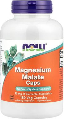 NOW Foods, Magnesium Malate Caps, Magnesiummalatkapseln, 95 mg, 180 pflanzliche Kapseln