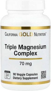 Thumbnail - California Gold Nutrition, Triple Magnesium Complex, dreifacher Magnesiumkomplex, 70 mg, 90 pflanzliche Kapseln
