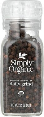 Simply Organic, Daily Grind, Black Peppercorn, tägliches Mahlen, schwarze Pfefferkörner, 75 g (2,65 oz.)