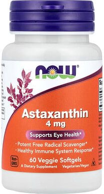 NOW Foods, Astaxanthin, 4 mg, 60 pflanzliche Weichkapseln