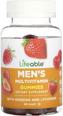 Lifeable, Men‘s Mutivitamin Gummies, mutivitamine Fruchtgummis für Männer, natürliche Beere, 60 Fruchtgummis