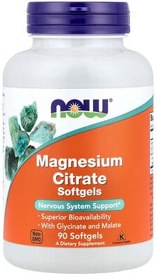 NOW Foods, Magnesiumcitrat, 90 Weichkapseln (133 mg pro Weichkapsel)