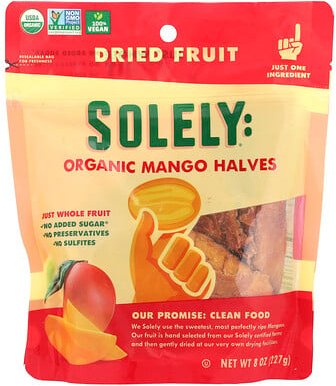 Solely, Organic Dried Fruit, getrocknete Bio-Früchte, Mango-Hälften, 227 g (8 oz.)