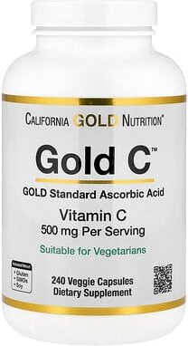 Thumbnail - California Gold Nutrition, Gold C™, USP Grade Vitamin C, Vitamin C in USP-Qualität, 500 mg, 240 pflanzliche Kapseln