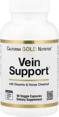 California Gold Nutrition, Vein Support with Diosmin, Butcher's Broom, Horse Chestnut, Bioflavonoids and Enzymes, Ergänz...