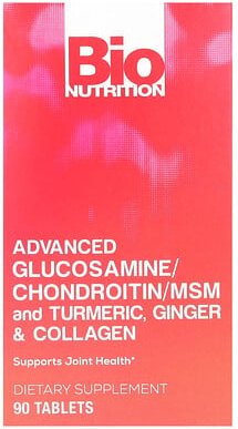 Bio Nutrition, Advanced Glucosamine/Chondroitin/MSM and Turmeric, Ginger & Collagen, verbessertes Glucosamin/Chondroitin...