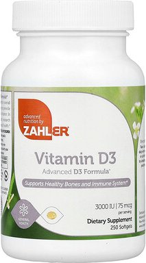 Thumbnail - Zahler, Vitamin D3, Advanced D3 Formula, verbesserte D3-Formel, 75 mcg (3.000 IU), 250 Weichkapseln