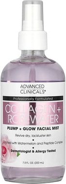Advanced Clinicals, Kollagen + Rosenwasser, Plump + Glow Facial Mist, 237 ml (8 fl. oz.)