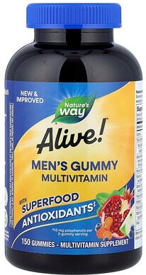 Nature's Way, Alive!® Men's Gummy Multivitamin, Fruchtgummi-Multivitamin für Männer, Frucht, 150 Fruchtgummis