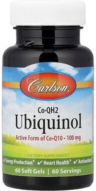 Carlson, Co-QH2 Ubiquinol, 100 mg, 60 Weichkapseln