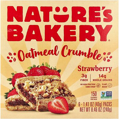 Nature's Bakery, Oatmeal Crumble, Haferflocken-Streusel, Erdbeere, 6 Packungen, je 40 g (1,41 oz.).