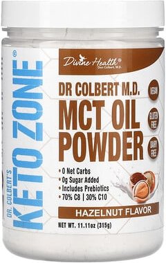 Divine Health, Dr. Colbert's Keto Zone, MCT-Ölpulver, Haselnuss, 315 g (11,11 oz.)