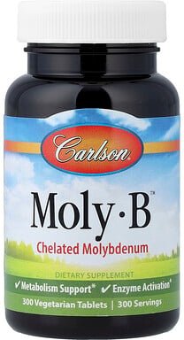 Carlson, Moly-B™, chelatiertes Molybdän, 300 pflanzliche Tabletten (500 mcg pro Tablette)