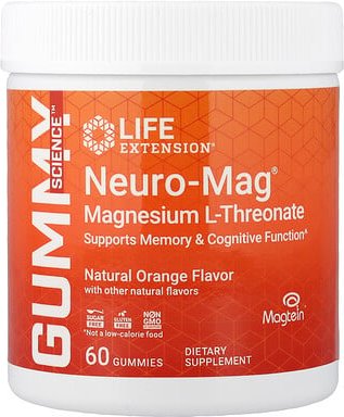 Life Extension, Neuro-Mag®, Magnesium-L-Threonat, natürliche Orange, 60 Fruchtgummis