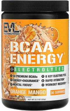 EVLution Nutrition, BCAA Energy Plus Electrolytes, Orange und Mango, 333 g (11,7 oz.)