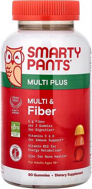 SmartyPants, Multi Plus, Multi & Fiber Gummies, Multi- und Ballaststoff-Fruchtgummis, Erdbeere, Orange und Zitrone, 90 F...