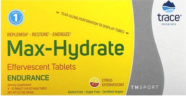 Trace, TM Sport, Max-Hydrate Endurance Brausetabletten, Citrus, 8 Tuben, je 10 Tabletten