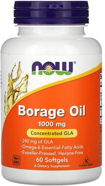 Thumbnail - NOW Foods, Borretschöl, Konzentration GLA, 1.000 mg, 60 Weichkapseln