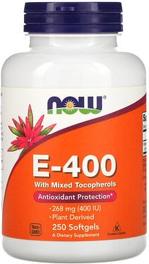 NOW Foods, Natural E-400 with Mixed Tocopherols, Natural E-400 mit gemischten Tocopherolen, 250 Weichkapseln