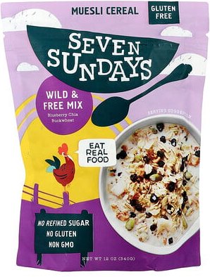 Seven Sundays, Muesli Cereal, Wild & Free Mix, Muesli-Müsli, wilde und freie Mischung, Heidelbeere-Chia-Buchweizen, 340 ...