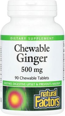 Natural Factors, Chewable Ginger, Kautabletten für Ingwer, 500 mg, 90 Kautabletten