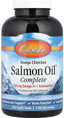 Carlson, Omega-3 Enriched Salmon Oil Complete, mit Omega-3 angereichertes Lachsöl, 240 Weichkapseln