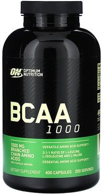 Optimum Nutrition, BCAA 1000, Nahrungsergänzungsmittel, 400 Kapseln (500 mg pro Kapsel)
